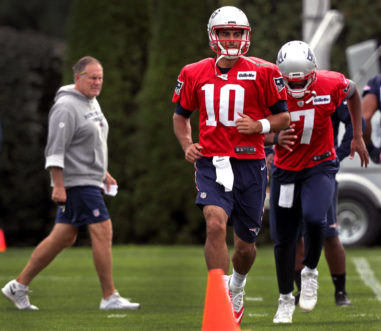Rookies and QBs not named Tom Brady don't get much love from Bill Belichick. (Barry Chin/The Boston Globe via Getty Images)