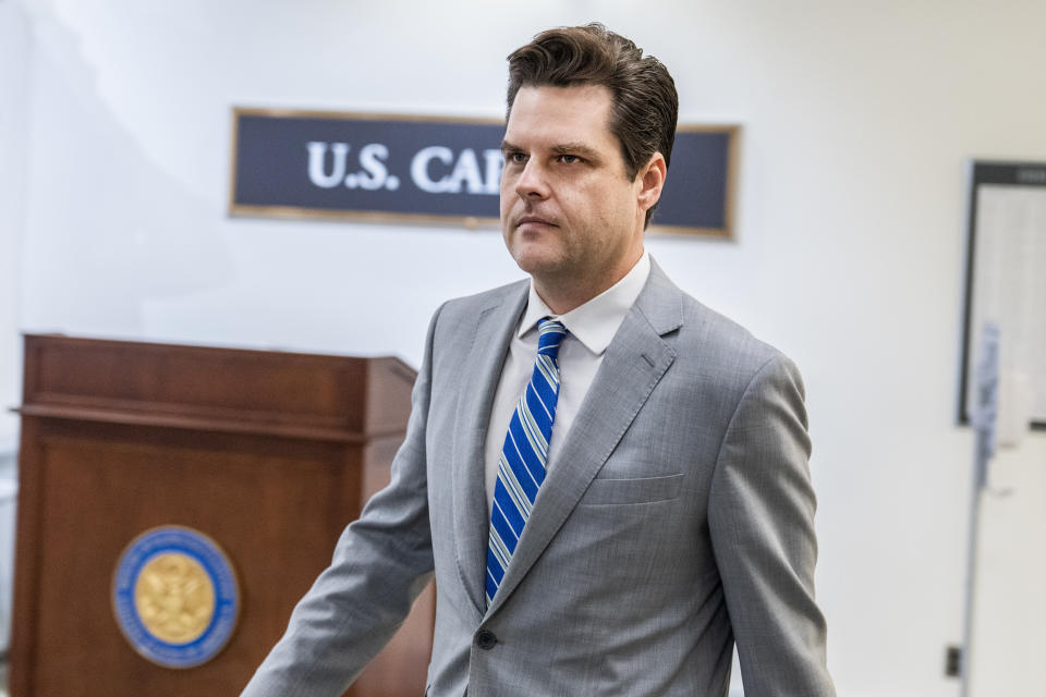 UNITED STATES - SEPTEMBER 12: Rep. Matt Gaetz, R-Fla., is seen in the U.S. Capitol.