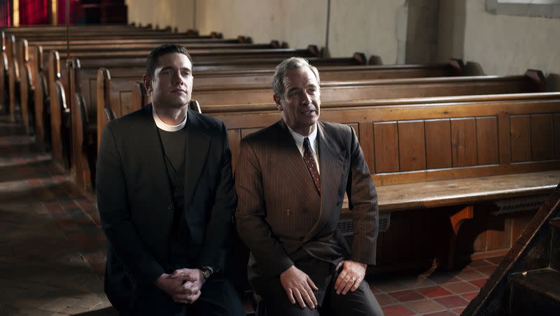 Tom Brittney and Robson Green in “Grantchester” Season 6.