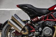 <p>The Akrapovic exhaust, which comes stock on the Race Replica model of the FTR 1200 S, gives off a throaty growl.</p>