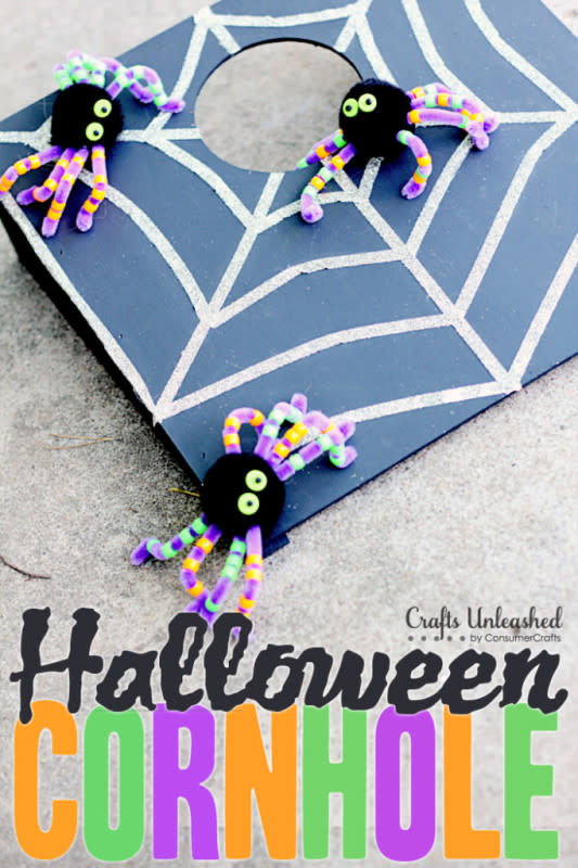 <p>Crafts Unleashed </p><p>Need an outdoor activity for guests at your ghostly gathering? Check out <a href="http://blog.consumercrafts.com/kids-stuff/cornhole-halloween-game/" rel="nofollow noopener" target="_blank" data-ylk="slk:Crafts Unleashed;elm:context_link;itc:0;sec:content-canvas" class="link rapid-noclick-resp">Crafts Unleashed</a> on how to create a spider-themed cornhole game!</p><p><strong>Related:<a href="https://parade.com/1077374/lindsaylowe/history-of-halloween/" rel="nofollow noopener" target="_blank" data-ylk="slk:The History of Halloween;elm:context_link;itc:0;sec:content-canvas" class="link rapid-noclick-resp"> The History of Halloween</a></strong></p>