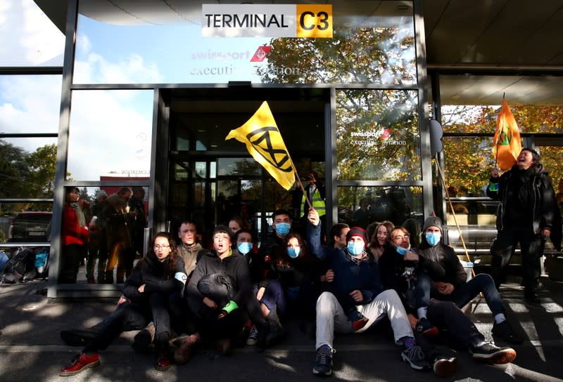 Extinction Rebellion protest at the Geneva Airport