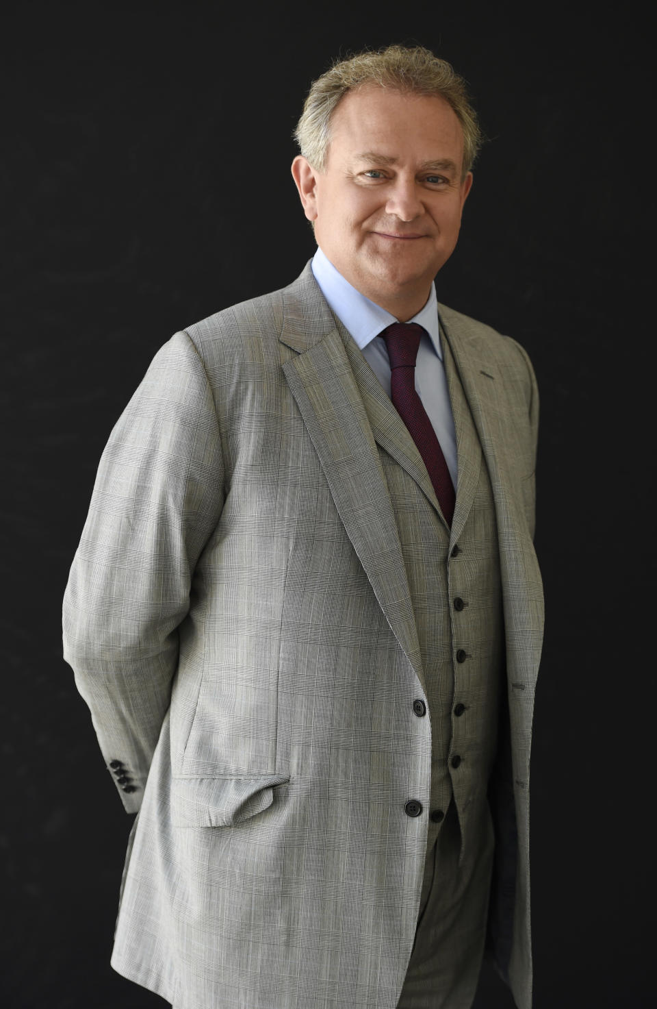 Hugh Bonneville, a cast member in the PBS series "Downton Abbey," poses for a portrait during the 2015 Television Critics Association Summer Press Tour at the Beverly Hilton on Saturday, Aug. 1, 2015, in Beverly Hills, Calif. (Photo by Chris Pizzello/Invision/AP)