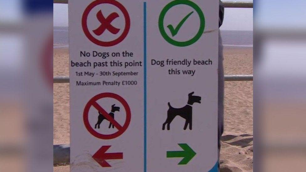 Signage for dog beach ban