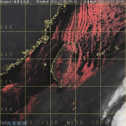 東海及北部海面清晨布滿「雲街」。（圖／中央氣象局）