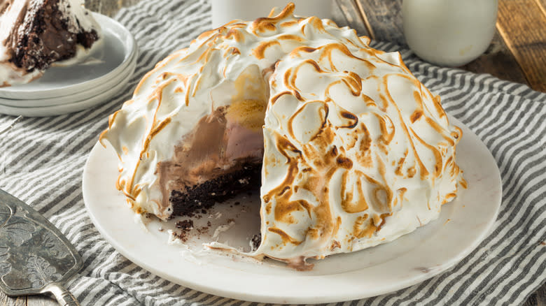 Baked Alaska on plate