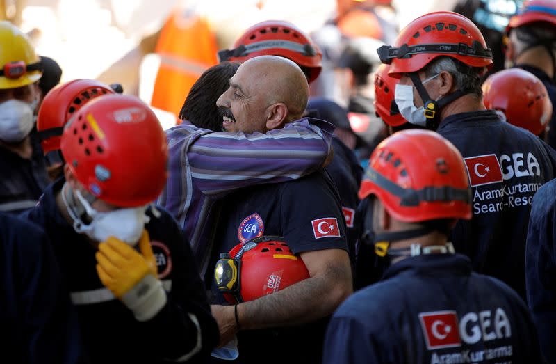 Rescue workers search for earthquake survivors in Izmir