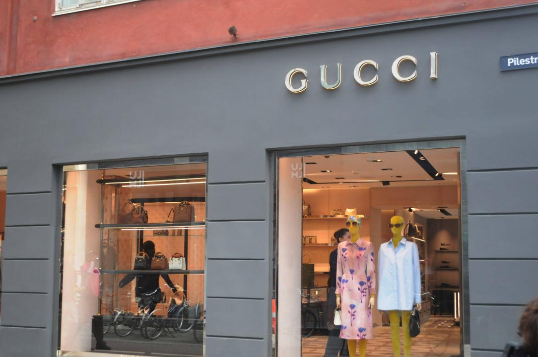 Copenhagen, Denmark /15 April 2024/.Gucci store on stroeget pedestrain street in danish capital. Photo.Francis Joseph Dean/Dean Pictures