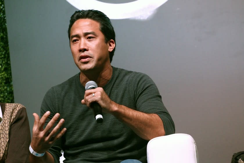 Activist Marc Ching speaks onstage at Circle V Festival in 2017.