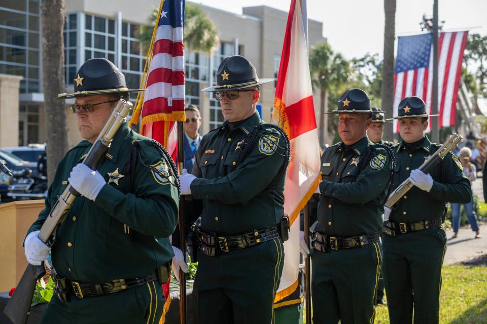 The colors are presented at the Lake County Law Enforcement Memorial Service on Tuesday.