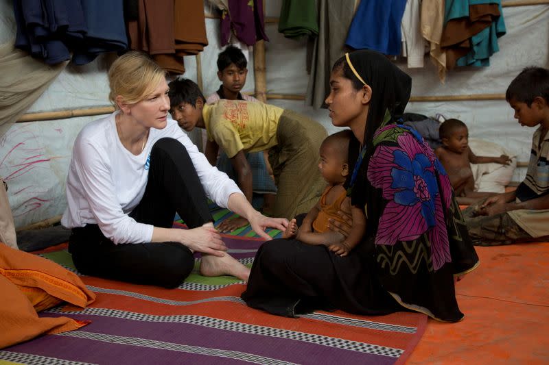 Cate Blanchett, Goodwill Ambassador for UNHCR, visits Nayapara refugee camp near Cox's Bazar