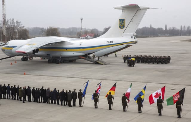 The repatriation ceremony at Borispil international airport outside Kyiv 