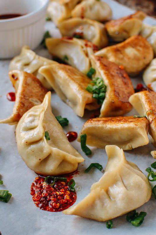 <p>The Woks of Life</p><p>Chicken dumplings use fresh and dried shiitake mushrooms to give them a deep, meaty flavor. These dumplings totally stand up to the usual pork dumplings!</p><p><strong>Get the recipe: <a href="https://thewoksoflife.com/chicken-dumplings-shiitake-mushrooms/" rel="nofollow noopener" target="_blank" data-ylk="slk:Chicken Dumplings with Shiitake Mushrooms;elm:context_link;itc:0;sec:content-canvas" class="link "><em>Chicken Dumplings with Shiitake Mushrooms</em></a></strong></p><p><strong>Related: <a href="https://parade.com/26573/donnaelick/30-minute-chicken-and-dumplings/" rel="nofollow noopener" target="_blank" data-ylk="slk:30-Minute Shortcut Chicken and Dumplings;elm:context_link;itc:0;sec:content-canvas" class="link ">30-Minute Shortcut Chicken and Dumplings</a></strong></p>