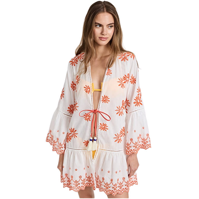 Palmacea Embroidered Short Kimono 