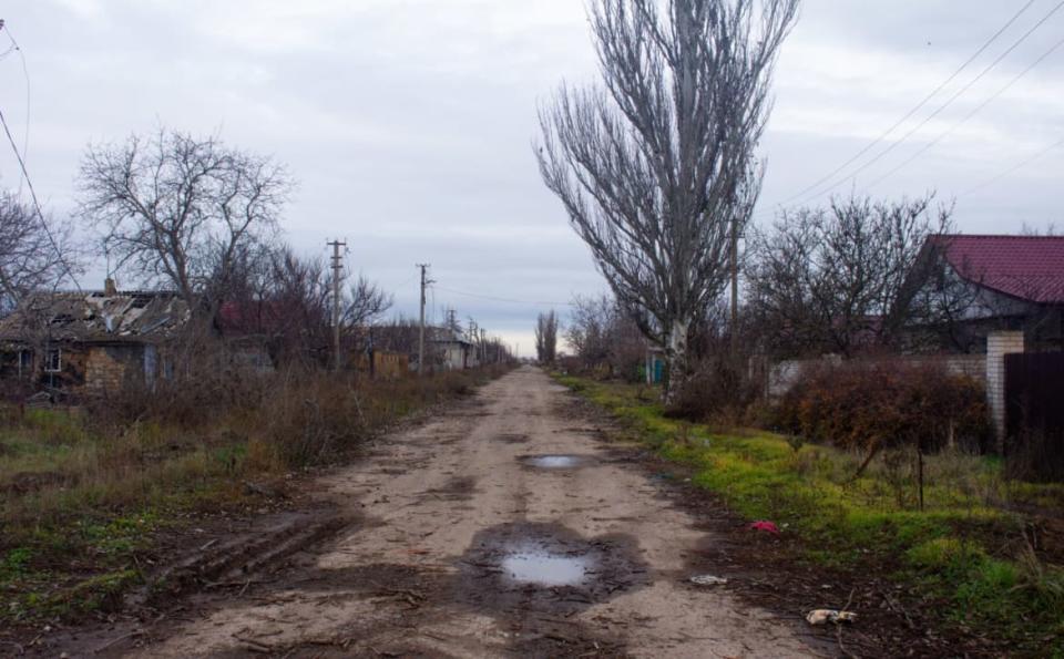 <div class="inline-image__caption"><p>The devastated main road in the village of Myrne.</p></div> <div class="inline-image__credit">Courtesy of Tom Mutch </div>