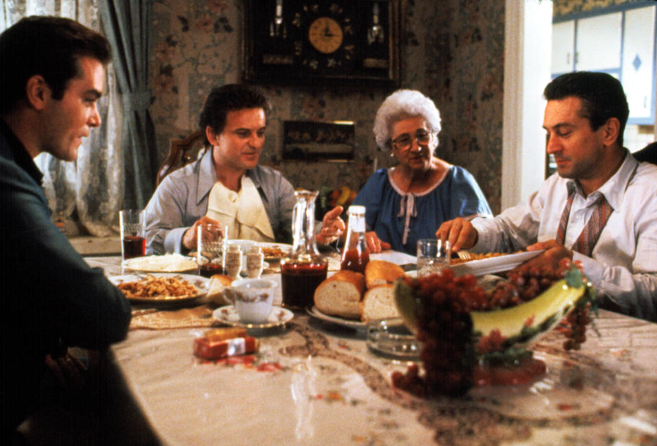 GOODFELLAS, Ray Liotta, Joe Pesci, Catherine Scorsese, Robert De Niro, 1990