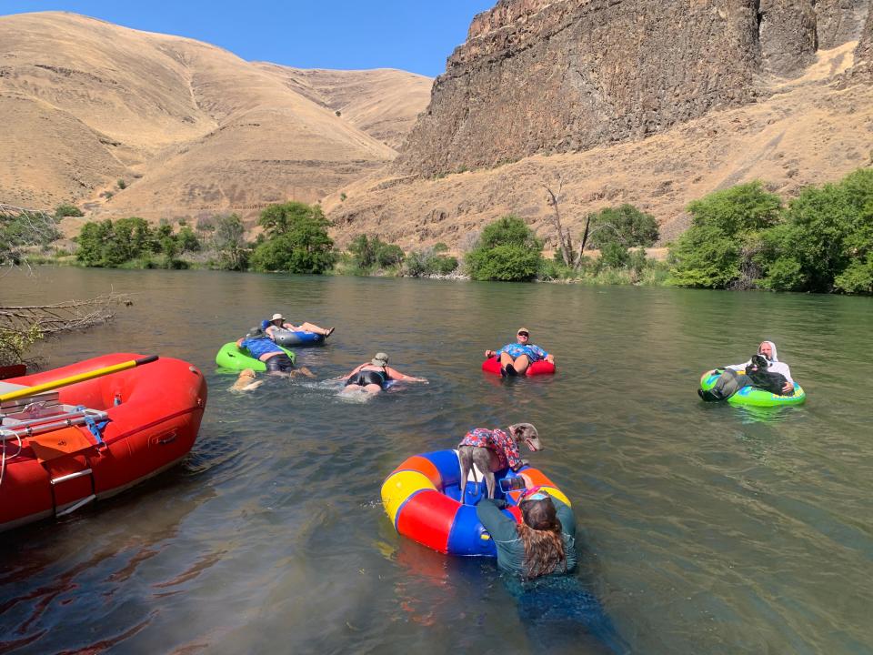 Floating around camp on the Lower Deschutes River.