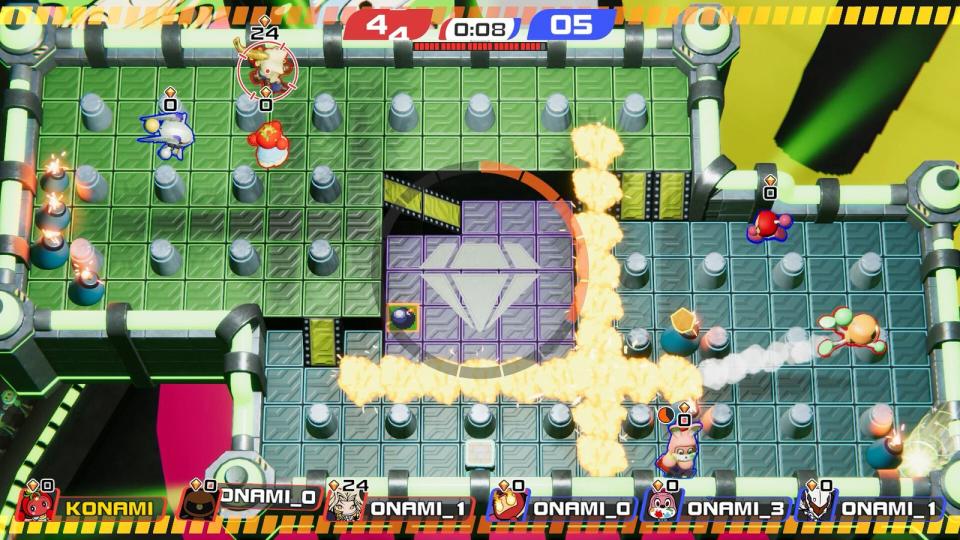 Dieses Partyspiel sorgt für Bombenstimmung: "Super Bomberman R2" ist der jüngste Ableger von Konamis Arcade-Kultreihe. Neu ist der Battle-Modus, in dem Spieler in Angreifer- und Schloss-Seite aufgeteilt werden. Ab 12. September für PC und Konsolen erhältlich. (Bild: Konami)