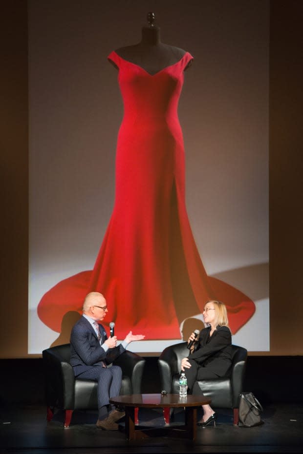 Tim Gunn and Dr. Valerie Steele in conversation at the "Body: Fashion and Physique" Symposium. Photo: Courtesy of The Museum at FIT