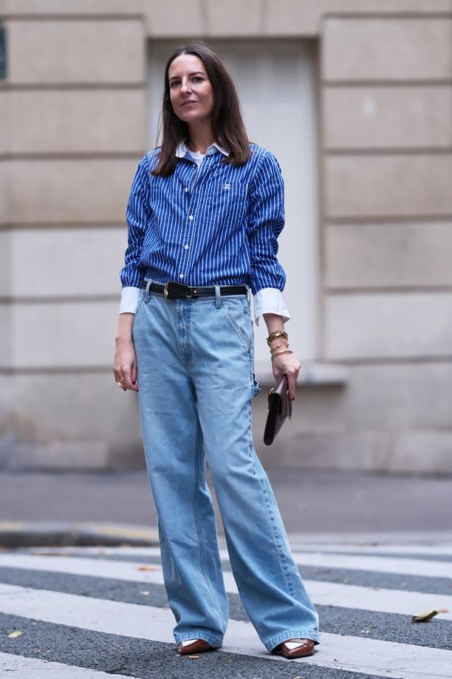 29 inspirational street style shots of wide leg jeans