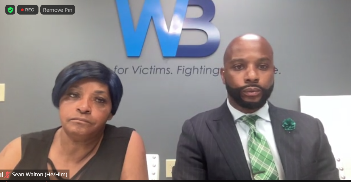 Nadine Young, Ta'Kiya Young's grandmother, left, and her attorney Sean Walton, right, called for "swift justice" Wednesday during an online news conference, accusing the Blendon Township officer who fatally shot Ta'Kiya Young on Aug. 24 of violating department policy.