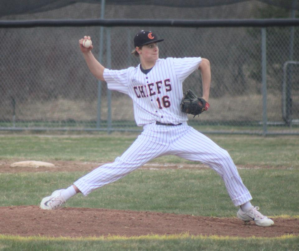 Cheboygan freshman Charlie Godfrey closed the door in game one by striking out the final Rudyard batter for a Chiefs victory.