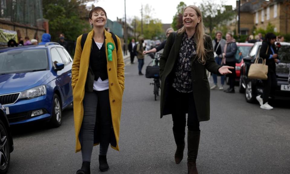 Caroline Lucas (L) and Siân Berry.