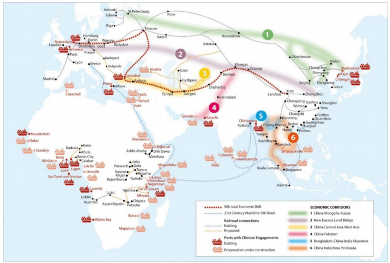 (Old and new: The new Silk Road infrastructure. Image: Benzinga)