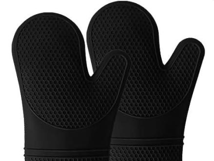 Gorilla Grip Heat Resistant Silicone Oven Mitts Set, Soft Quilted lining, Extra Long, Waterproof Flexible Gloves for Cooking and BBQ, Kitchen Mitt