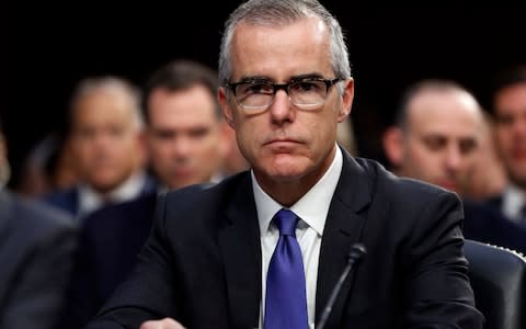 Acting FBI Director Andrew McCabe appears before a Senate Intelligence Committee hearing in June 2017 - Credit: AP