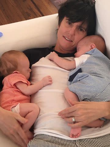 <p>Stephanie Allynne Instagram</p> Tig Notaro with twins Max and Finn.