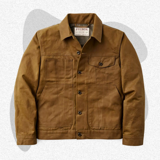 <p>Courtesy of Filson</p><p>For an authentic, home-on-the-range look, the Filson Short Lined Cruiser jacket—worn by ranch foreman Rip (<a href="https://www.mensjournal.com/entertainment/cole-hauser-cover-story/" rel="nofollow noopener" target="_blank" data-ylk="slk:Cole Hauser;elm:context_link;itc:0;sec:content-canvas" class="link ">Cole Hauser</a>) on hit western <em>Yellowstone</em>—is where it's at. Crafted from Filson's legendary Tin Cloth, a burly waxed canvas that'll withstand years of abuse, has the iconic American trucker jacket silhouette. This Cruiser is also up for colder weather as it's lined with a medium-weight cotton duck fabric and has nylon sleeve liners to easily slip over layers.</p><p>[$350; <a href="https://go.skimresources.com?id=106246X1712071&xs=1&xcust=mj-waxedcanvasjackets-jzavaleta-080423-update&url=https%3A%2F%2Fwww.filson.com%2Fouterwear%2Ftin-cloth-short-lined-cruiser-jacket.html" rel="noopener" target="_blank" data-ylk="slk:filson.com;elm:context_link;itc:0;sec:content-canvas" class="link ">filson.com</a>]</p>