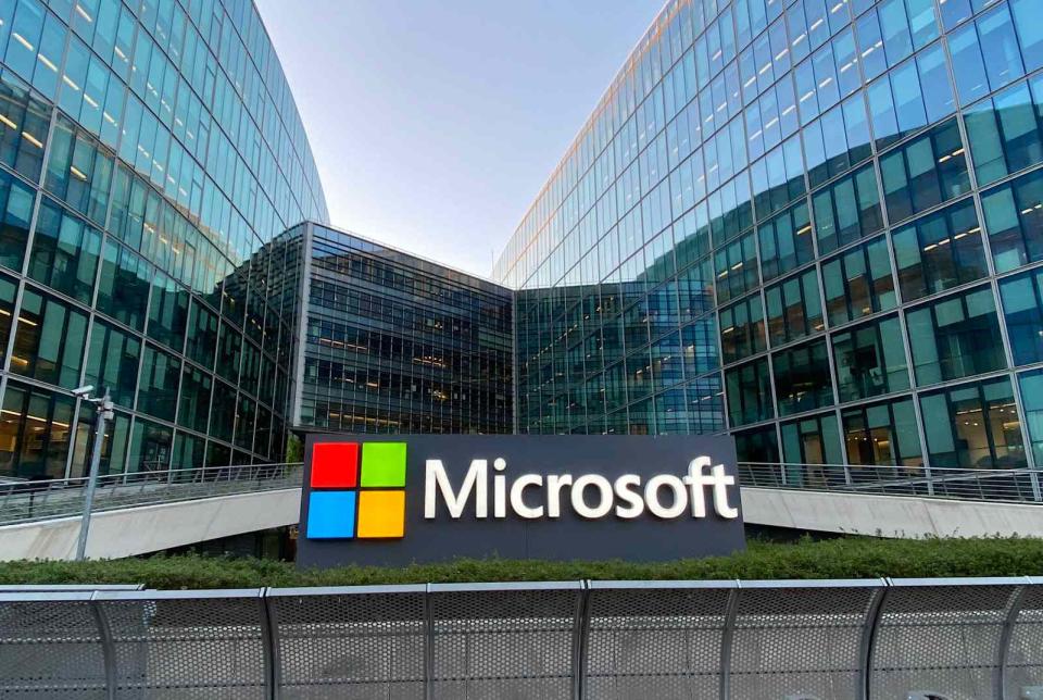 Issy les Moulineaux, France - January 2020 : Microsoft France headquarters entrance in Issy les Moulineaux near Paris