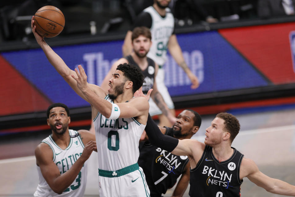 Celtics star Jayson Tatum scored 122 points over the final three games of their series against the Nets. (Sarah Stier/Getty Images)