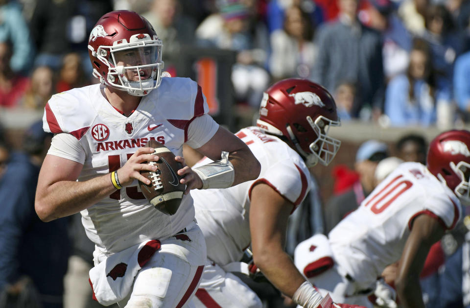 Arkansas freshman Cole Kelley was arrested earlier this month. (AP Photo/Thomas Graning, File)