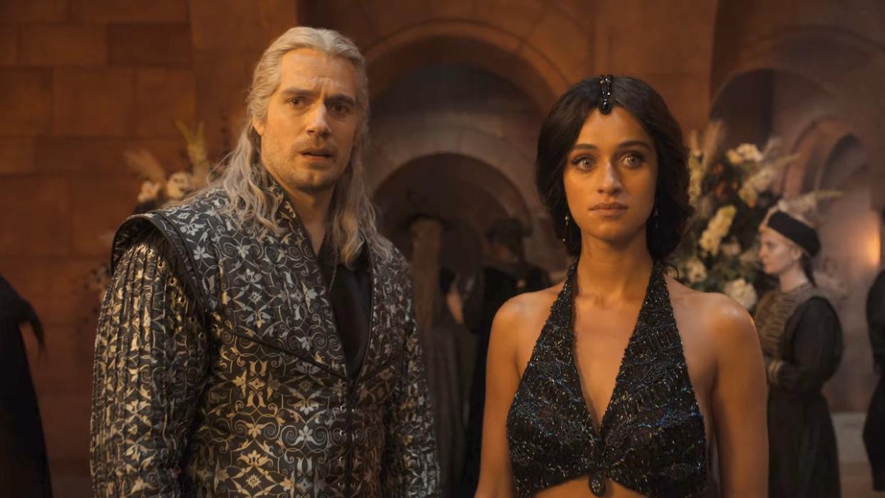  geralt and yen arrive at the ball in the witcher season 3 