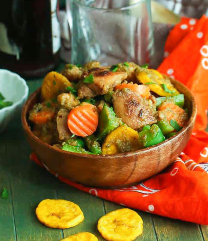 <p>Black People's Recipes</p><p>Fried Plantain with Poulet DG (Director General) is a super flavorful African meal featuring fried plantains, chicken, and vegetables in a tasty herb sauce inspired by French cuisine. Fancy and delicious, this dish is traditionally reserved for special occasions.</p><p><strong>Get the recipe: <a href="https://blackpeoplesrecipes.com/fried-plantains-with-vegetables/" rel="nofollow noopener" target="_blank" data-ylk="slk:Fried Plantains with Poulet DG;elm:context_link;itc:0;sec:content-canvas" class="link rapid-noclick-resp">Fried Plantains with Poulet DG</a></strong></p>