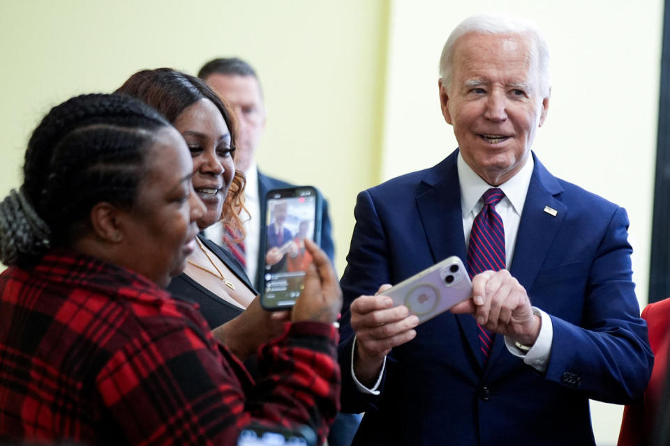 President Joe Biden visits CJ's Cafe in Los Angeles on Feb. 21, 2024. (Manuel Balce Ceneta / AP)