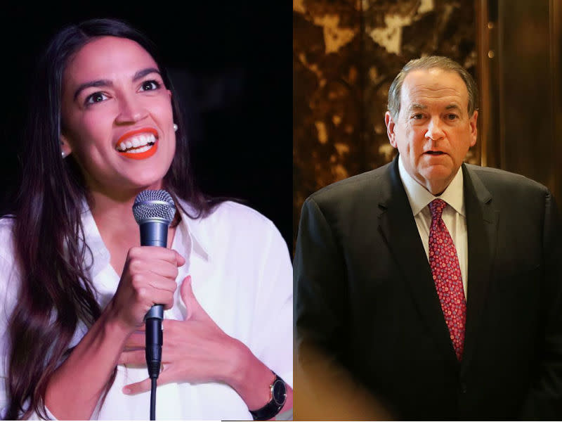 Alexandria Ocasio-Cortez responds to Mike Huckabee’s criticism of her on Twitter. (Photo: Getty Images)