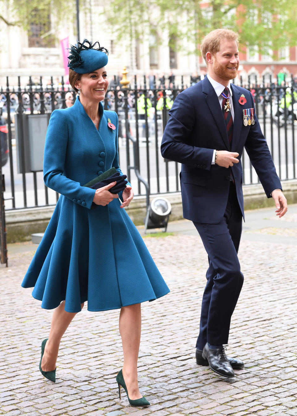 The Duchess of Cambridge and the Duke of Sussex on ANZAC Day. Image via Getty Images. 