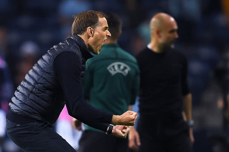 Thomas Tuchel celebra tras el final del partido: el alemán se consagró en la Champions League, con Chelsea, ante su admirado Pep Guardiola.