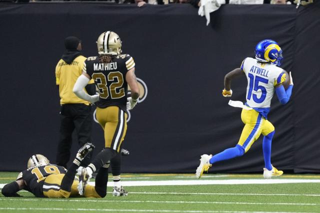 Los Angeles Rams quarterback Bryce Perkins runs the ball during the first  half of an NFL football game against the Kansas City Chiefs Sunday, Nov.  27, 2022, in Kansas City, Mo. (AP