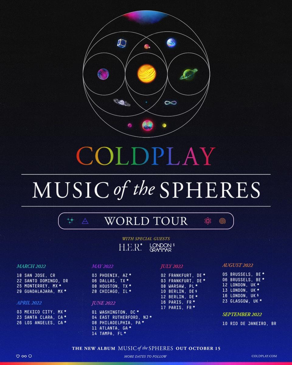 Coldplay Music of the Spheres World Tour poster