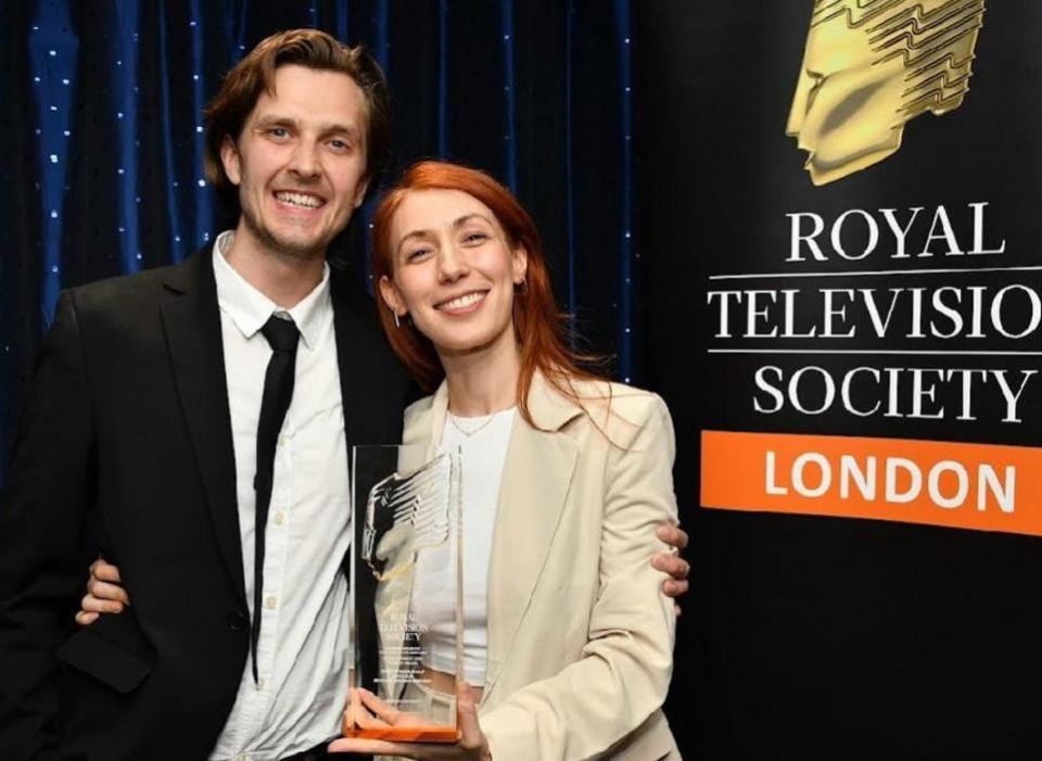 Times Series: Ben Bogdan-Hodgson and Alina Ilin with their Television Society award