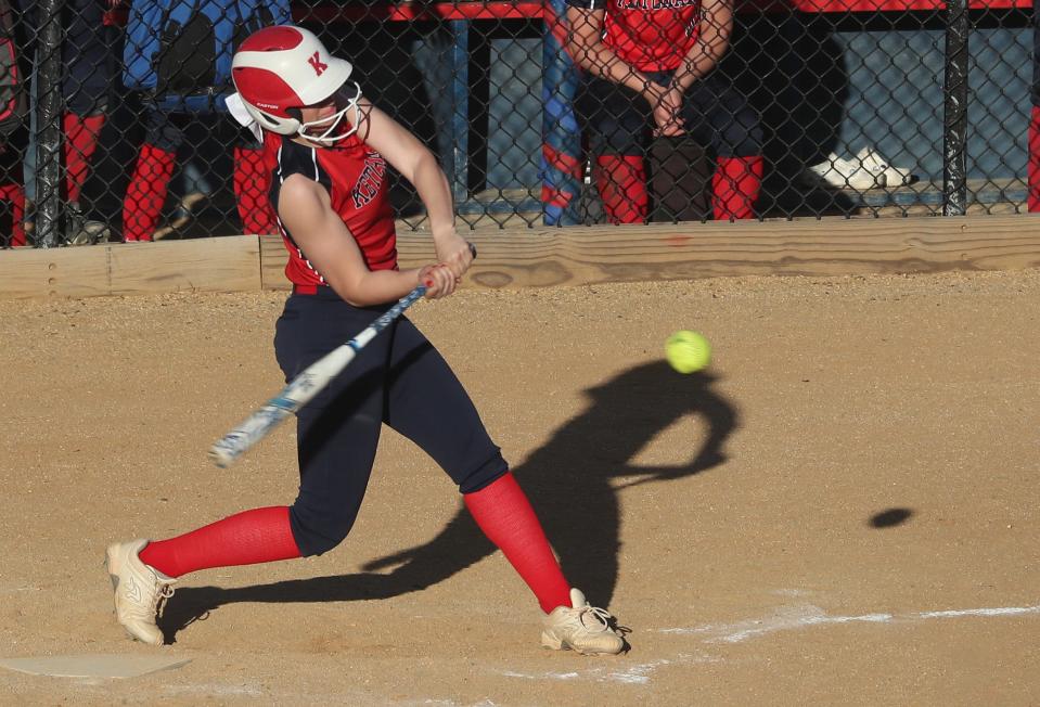 RC Ketcham's Ella Quinones was good on the mound and at the plate against Carmel during softball action at Carmel High School May 10, 2022. Ketcham won the game 14-4.