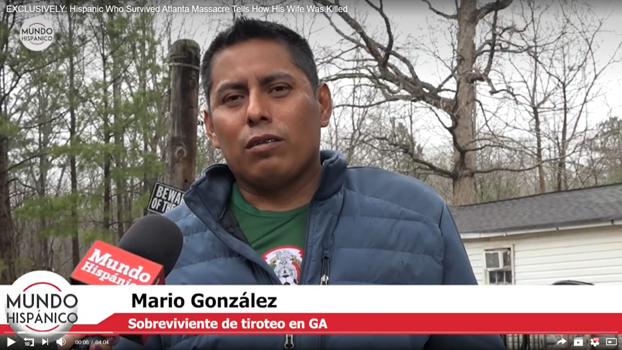 <p>Mario Gonzalez and his wife, who died in the Atlanta shootings, were in separate rooms at Young’s Asian Massage</p> (Screengrab/Mundo Hispanico Video)