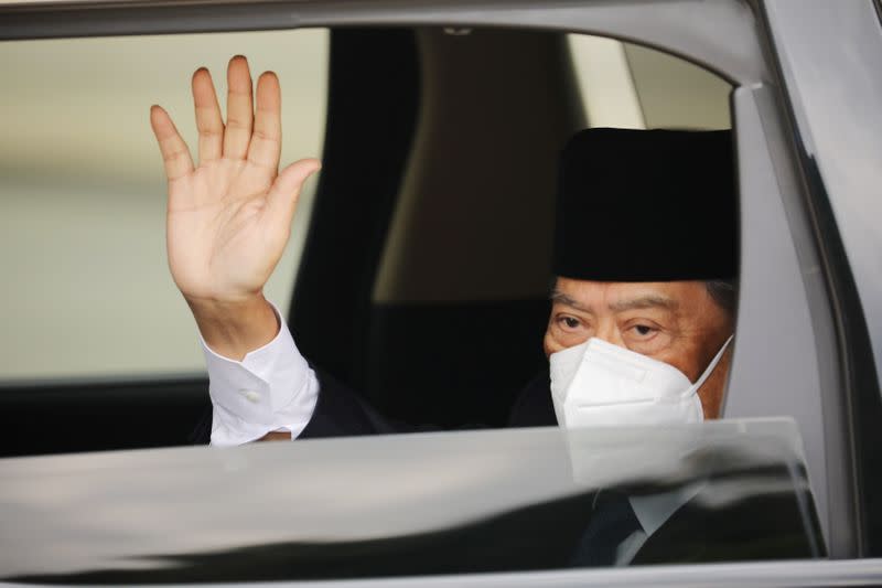 Malaysian Prime Minister Muhyiddin Yassin arrives at the National Palace in Kuala Lumpur