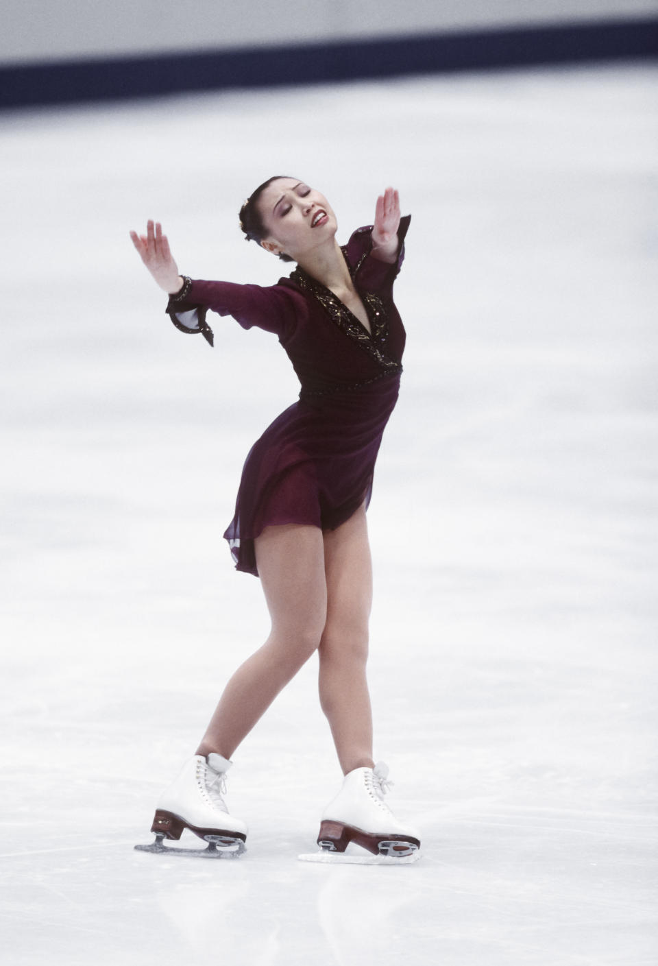 Skating&nbsp;her free program in the ladies singles event of the figure skating competition in the 1998 Winter Olympics held on Feb. 20, 1998, in Nagano, Japan.