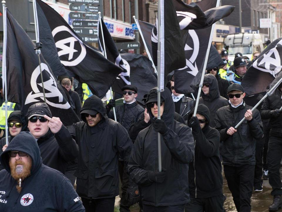 A demonstration joined by National Action members in Darlington in November 2016 (Hope Not Hate)