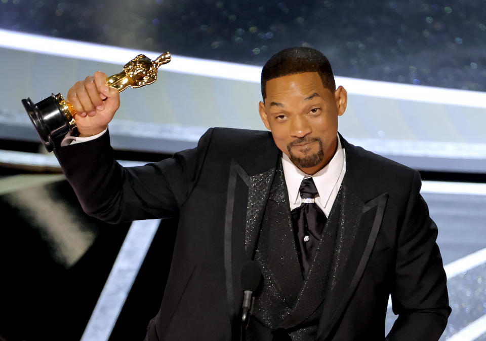 HOLLYWOOD, CALIFORNIA - MARCH 27: Will Smith accepts the Actor in a Leading Role award for &#x002018;King Richard&#x002019; onstage during the 94th Annual Academy Awards at Dolby Theatre on March 27, 2022 in Hollywood, California. (Photo by Neilson Barnard/Getty Images)